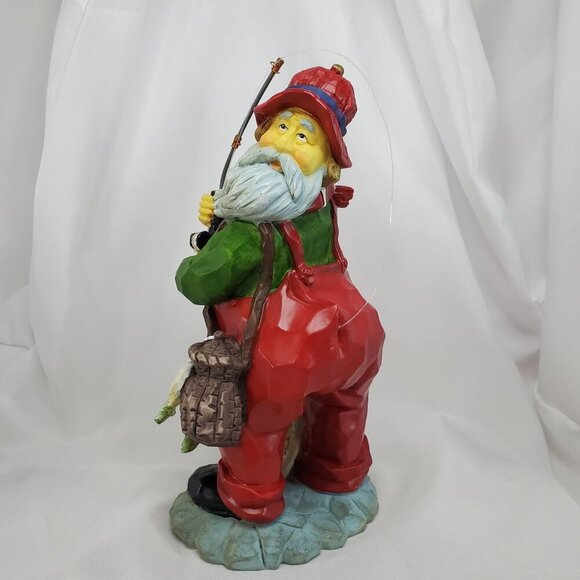VTG Fishing Santa Claus Figurine Holding Rod & Fish Snagged his Bottom 9" Tall - Picture 13 of 13